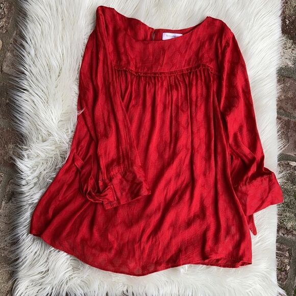 Red Motherhood Blouse Scoop Neck Boho Size Small - Picture 9 of 10